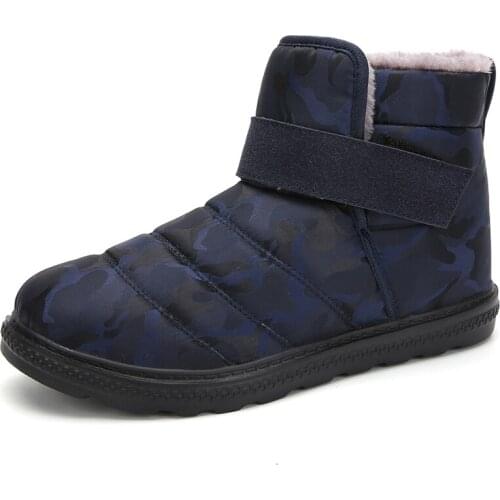 New Men Boots High Quality Waterproof Non-slip Women Ankle Snow Boots Shoes Warm Fur Plush Hook & Loop Men Winter Shoes