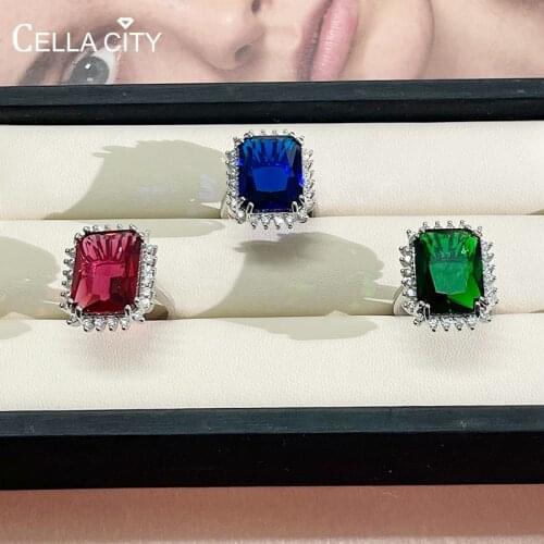 Cellacity Genuine Gemstones Ruby Ring silver 925 jewelry ring for charm lady open adjust size wedding party wholesale gift