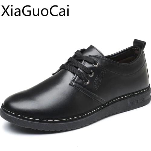 Business Black Mens Leather Shoes Spring 2019 Newest Mens Dress Shoes Low Top Fashion Casual Shoes
