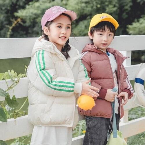 Kids Cotton-padded Clothes Fall Winter New Childrens Stripe Spliced Thickened Wadded Coat Baby Boys & Girls Hooded Jacket P233