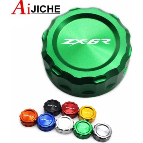 For KAWASAKI NINJA ZX-6R ZX6R ZX 6R 2007-2014 2008 2009 Motorcycle Accessories CNC Rear Brake Reservoir Cover Caps LOGO ZX-6R
