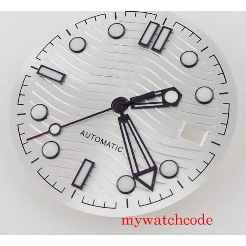 For NH35 Automatic Movement Watch Parts Dial Hands With Date Window Luminous Marks