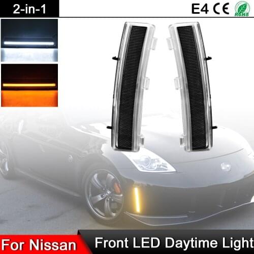 LED DRL Daytime Running Lights+Yellow Turn Signal For Nissan LCI 350Z 2006-2009