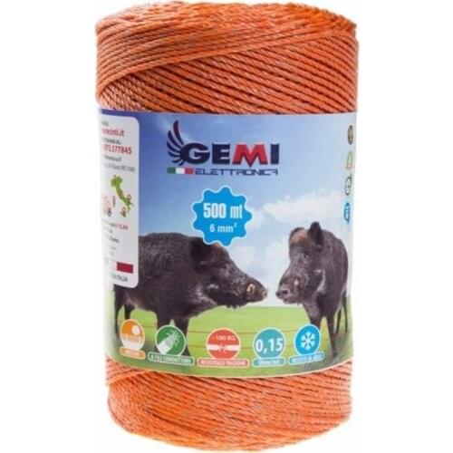 ELECTRIC FENCE PolyWire 500 Mt 6 Mm² For Electric Fences Electric Fencing For Animals Wild Boar Cows Pigs Hens Gemi Elettronica