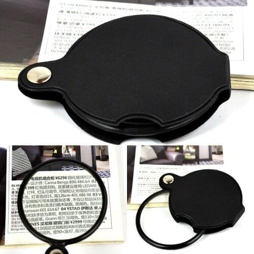 Mini Pocket Magnifier Lightweight Foldable Magnifying Glass Reading Maps Menus Documents Glass 6X50mm 5X60mm leatherette Cover