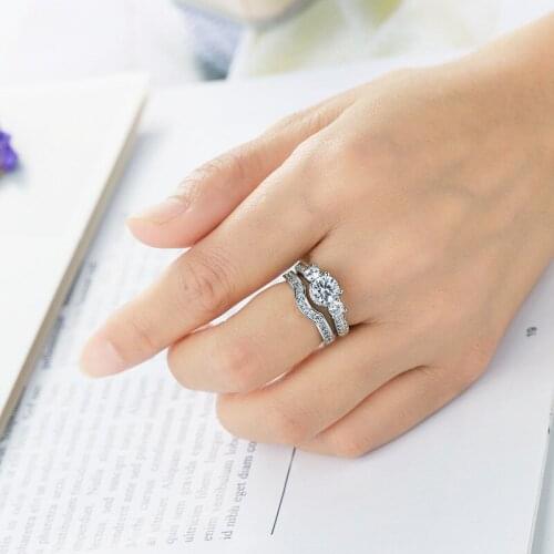 1Pc HIP Hop Silver studded zircon fashion ring set 2 combination rings Women Jewelry Dropshiping Couple gift