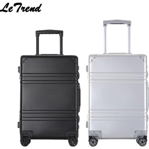 Letrend 100% Aluminum High-quality Spinner Suitcase Pull Rod Box The Rolling Luggage Boarding Bag Travel bag