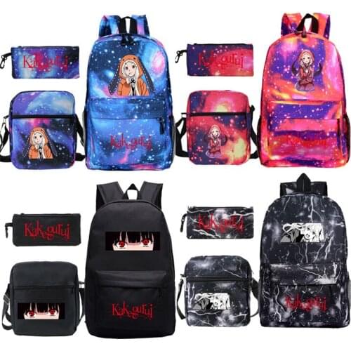 Fashion Kakegurui Backpack Boy Girl School Backpack 3 Pcs Set Mochila Student Large capacity School Bag Teens Laptop back pack