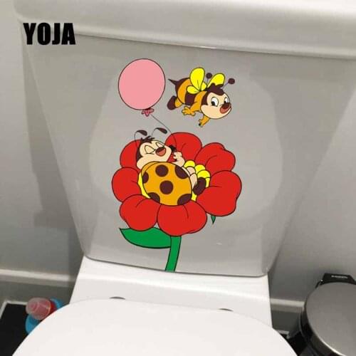YOJA 14.2X22.8CM Intereting Toilet Decal Wall Stickerss Cartoon Cute Bee Bedroom Home Decor T5-0824