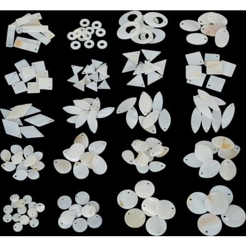 Hot Selling Multi Shapes 10-20pcs Natural Shell Charm Pendant 1.2-1.5mm Hole, for DIY Earring Jewelry Findings Making