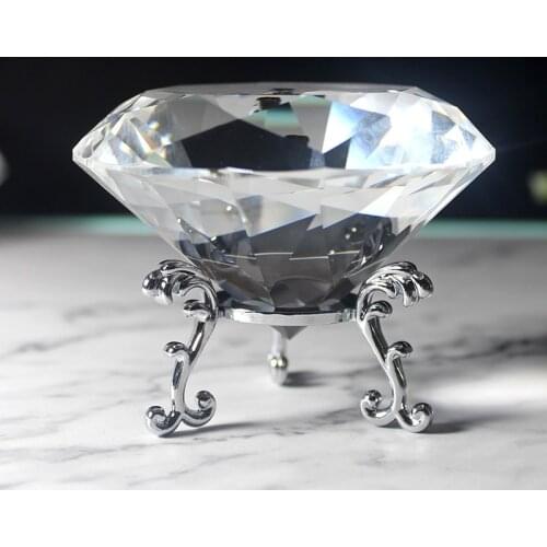 Clear Crystal diamond with base Shape Paperweight glass gem display Ornament Wedding Home Decoration Art Craft Material Gift