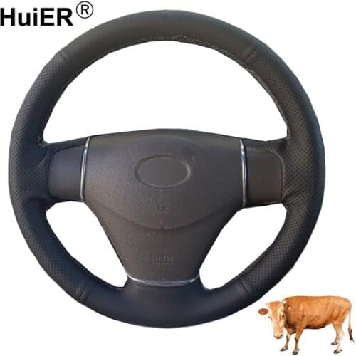 Hand Sewing Car Steering Wheel Cover Top Cow Leather Volant For Kia Rio Rio5 2006 -2008 2009 Hyundai Accent 2006 2007 2008-2011
