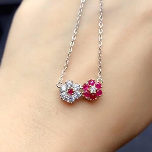 The Best Gift for Engagement 100% Natural And Real Ruby Necklace 925 Sterling Silver For Men or Women