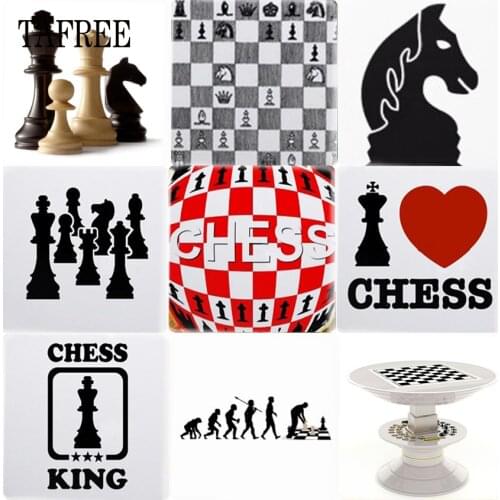 TAFREE I Love Chess Checkerboard Picture Square Charm Glass Cabochon Dome 12mm Jewelry Findings