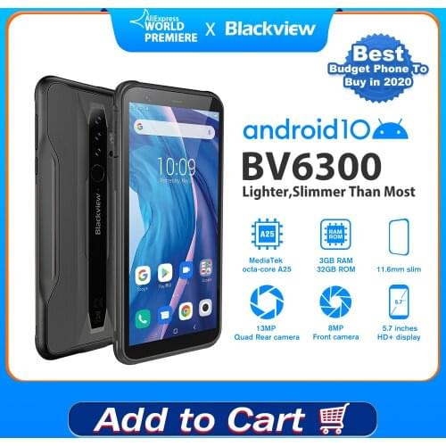 Blackview BV6300 IP68 Waterproof Rugged Phone 3GB+32GB Fingerprint Unlocked Smartphone 5.7'' Dul SIM LTE 4G Android 10.0 Cells