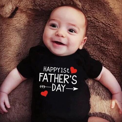 Funny Happy 1st Fathers Day Newborn Baby Bodysuits Cotton Summer Baby Boys Girls Rompers Fathers Day Gift Baby Onesie Clothes