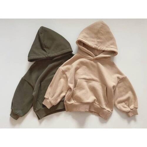 Childrens Sweater autumn and winter Korean childrens loose thickened jacket hooded Plush sweater kids summer clothes