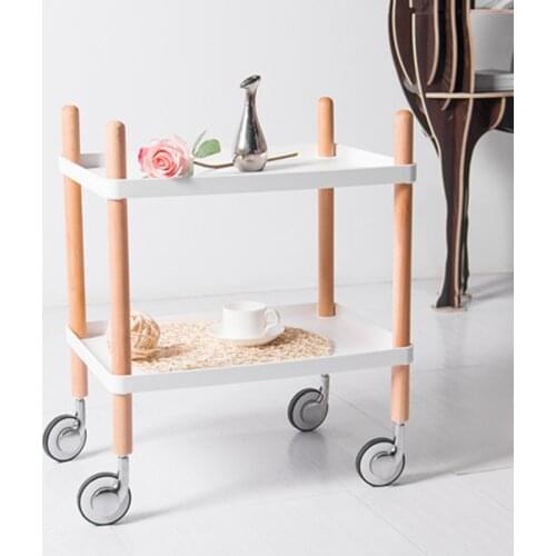 Kitchen Islands Trolleys Kitchen Furniture Home Furniture Plastic+Solid Wood Shelf Trolley Cart Kitchen Cart table OSZA