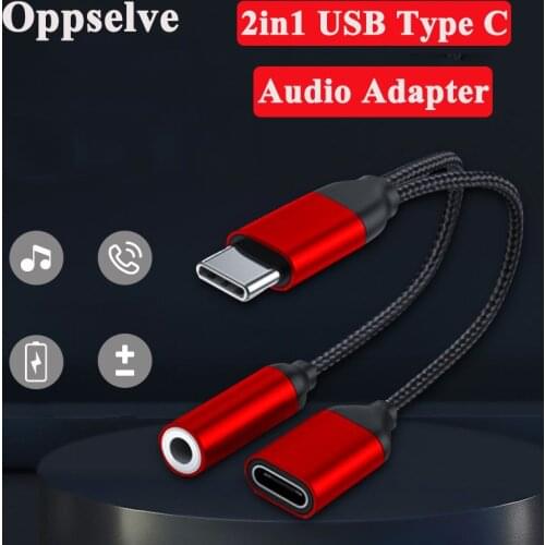 Type C to 3.5mm Jack Charge Audio Adapter 2 In 1 USB C Splitter Headphone AUX Audio Charging Cable For Huawei Xiaomi Samsung