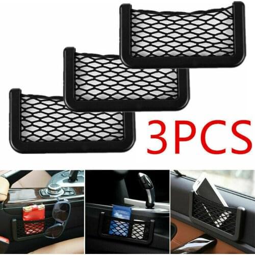3pcs/set Universal Car Seat Side Back Storage Net Bag Phone Holder Pocket Organizer Interior Accessories For Bmw Passat Golf