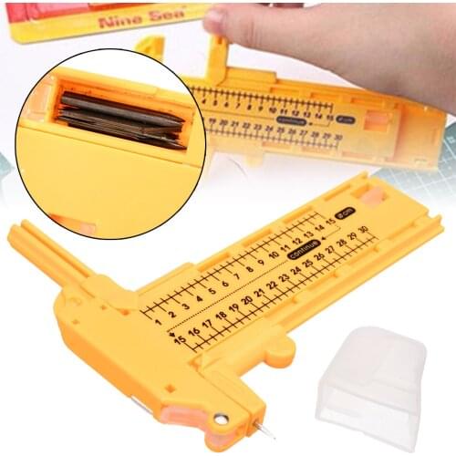 Yellow Plastic Circle Cutter Paper Leather Compass Circle Cutter 1-30cm with 6pcs Spare Blades + 3pcs Leads DIY Cutting Tool