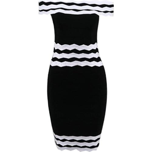 Bandage Bodycon Sleeveless Evening Slash Neck Party Vestidos Club Mini Patchwork Stretch Women Bandage Dress