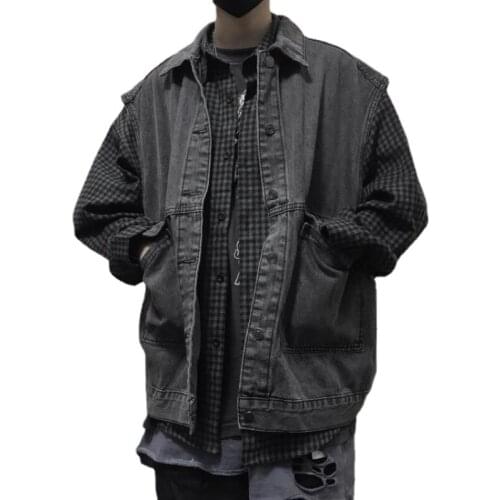 Vests Waistcoats Women Denim Coats Loose Vintage Retro Oversize Korean Style Loose Womens Cargo Streetwear Outwear Simple Casual