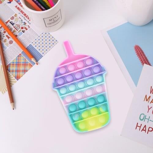 1pc Milk Tea Cup Push Bubble Pendant Sensory Toy Fidget Anti Stress Relax Toys Rainbow Macaron Push Bubble Toys dropshipping#20