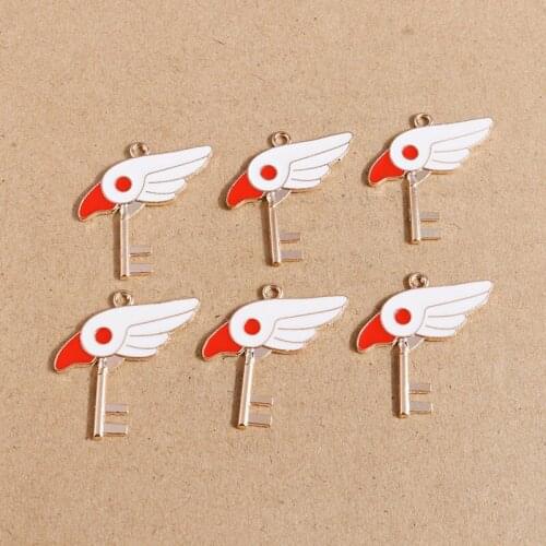 10pcs 33*31mm Enamel Bird Key Magic Charms for Making Necklaces Drop Earrings Bracelets DIY Handmade Jewelry Findings Crafts