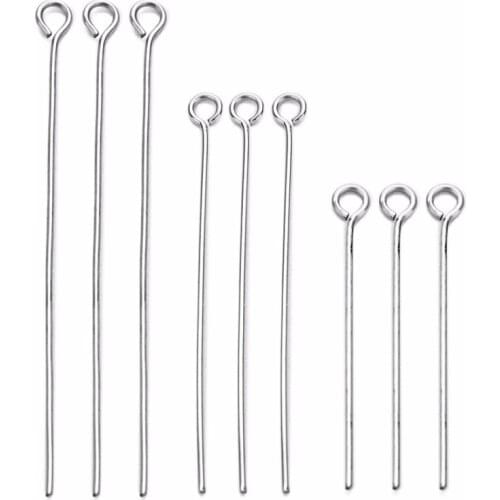 100pcs/set 20/30/40/50/60/70mm Steel Double Eye Pin Earrings Charm Connector Rod For DIY Jewelry Making Earrings Connector Pins