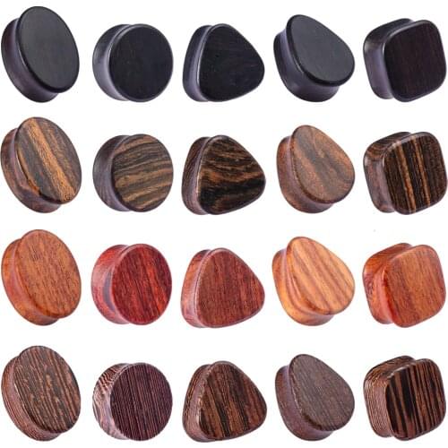 2pcs Wood Flesh Tunnels Pincher Ear Plugs Gauges Earrings Double Flared Wooden Ear Expender Stretcher Punk Body Piercing Jewelry
