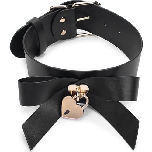 2020 Adult Cosplay Sex Toys Bowknot Love Padlock Punk Metal Bandage Restraint SM Slave Collar Sexy Collar Bundle Sex Products