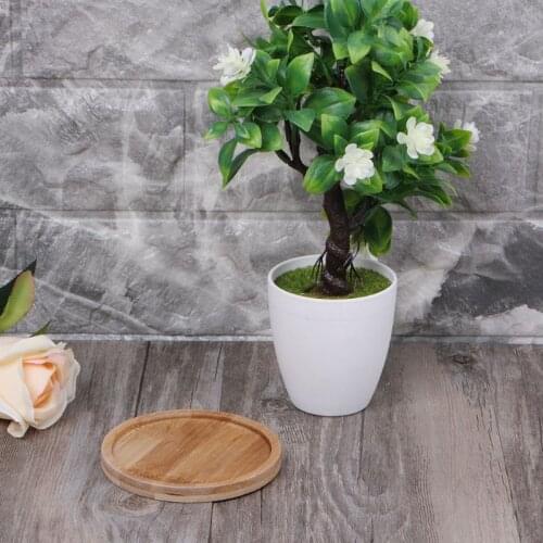 2021 Round Bamboo Wood Saucer Plant Tray Mini Plant Flower Pot Stand Favor Succulent Pot Tray Simple Elegant Design Home Balcony