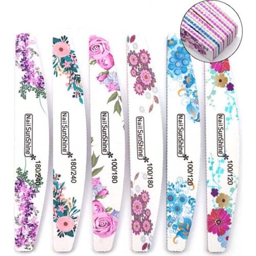 25pcs 100/120/180/240 Grits Flower Nail File Strong Sandpaper Nail Buffer Block For Manicure Lime a ongle Washable Boat Files