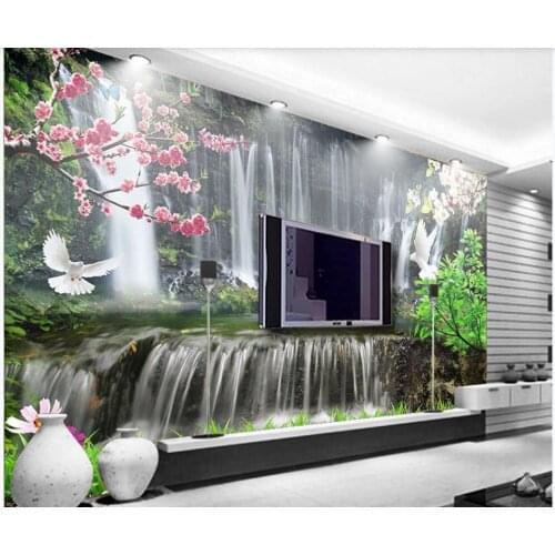 3d photo wallpaper custom mural Mountain natural waterfall tv background home decor living room wallpaper for walls 3 d