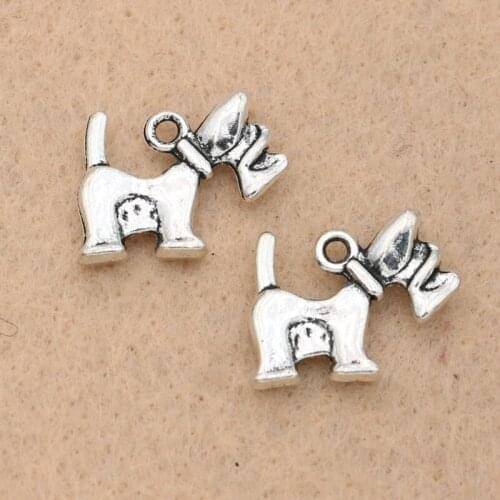 5pcs Tibetan Silver Plated Dogs Charm Pendants for Jewelry Making Bracelet Craft Locket Charms 17x18mm