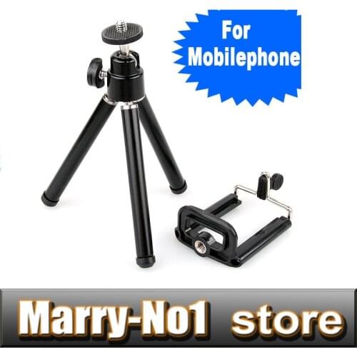 Free shipping Hot Sale Black Mini Tripod Stand + Mobile phone holder for Mobile Cell Phone Camera for iPhone Samsung
