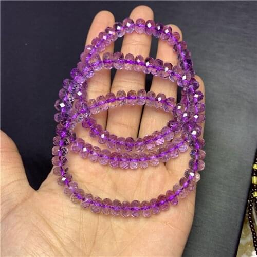 Amethyst roundel faceted 7-8mm bracelet 7.5inch wholesale beads nature FPPJ