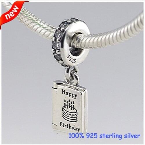 DIY Bracelets Birthday Wishes Silver Charms With Clear CZ New 925 Sterling Silver Beads DIY Jewelry Wholesale 09264
