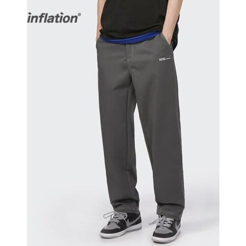 INFLATION Fashion Straight Pants Men Hip Hop Pants 2021 Spring Retro Black Pants Men Casual All-match Trousers Male 3606TS21