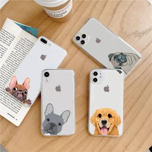 Pug Dog French Bulldog Phone Case Transparent soft For iphone 5 6 7 8 11 12 s c se plus mini x xs xr pro max shell Cover Coque