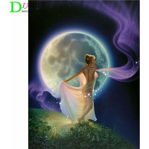 DIADIY 5D DIY Diamond Painting Moon Full Square Diamond Embroidery Landscape Cross Stitch Mosaic Sale Home Decoration