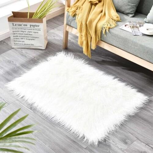 Household Plush Carpet Soft Living Room Decoration Pure Color Warm and Non-slip Bedroom Decor Rug Floor