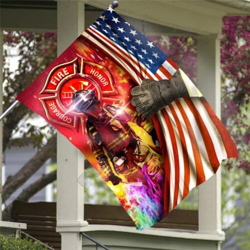 Flag Firefighter Independence Day 3D Printed Garden Flags Hanging House Flag Garden Flag Decoration Double-sided Printing
