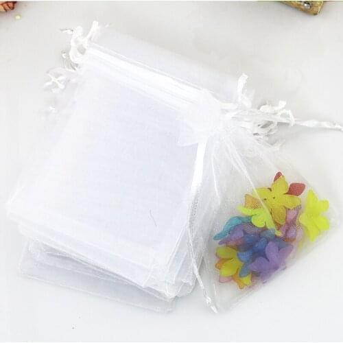 Hotsale 1000pcs/lot White Color Organza Bags 5x7cm Mini Wedding Festival Favor Gift Bag Jewelry Pouches