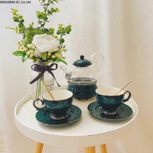 British Afternoon Tea Flower Tea Set Nordic Luxury Ceramic Heating Filter Boiling Water Flower Teapot Coffee Pot Household Goods