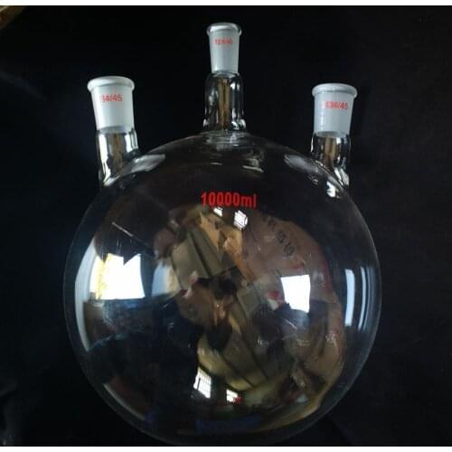 Glass Three Vertical Necks 10L Boiling Flask With Center Joint 24/40 And Sides 34/45