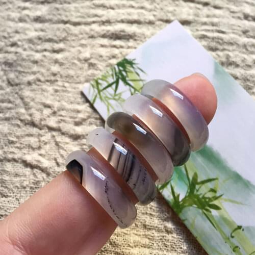 Natural white agate ring for men women with texture handmade brand jadeite jade rings jade jewelry natural stone jade 1 iece