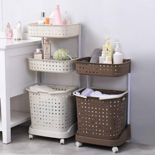 Dirty Laundry Basket Dirty Cloth Storage Basket Rack With Mute Wheel Household Bathroom Cloth Frame Barrel Bathroom Multilayer