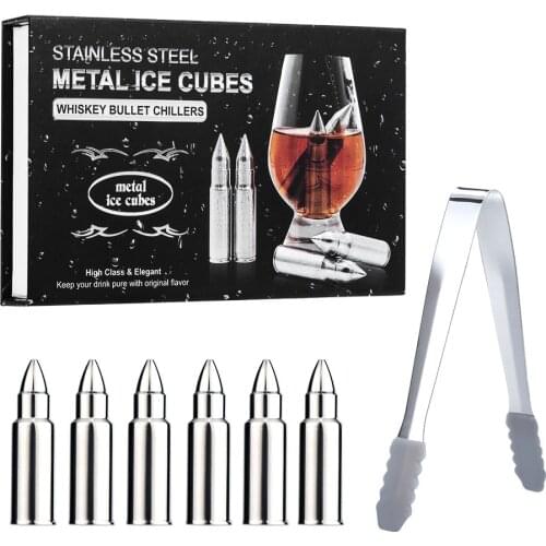 New 304 stainless steel bullet ice cubes, quick-frozen technology metal ice cubes, whiskey with creative ice cubes